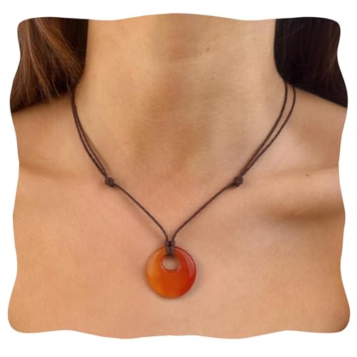 TSdiyART Womens Carnelian Coin Pendant...