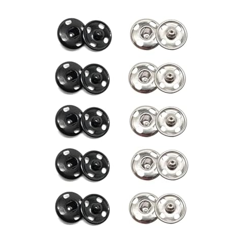 Meikeer 100 Sets Sew on Snaps Sewing Snaps for Fabric Metal Snaps Fasteners Press Studs Buttons for Sewing, Black and Silver(10mm) Cover