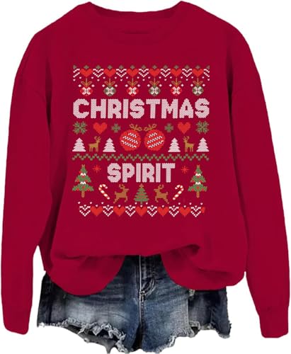 CFQGY Balls Deep In Christmas Spirit Sweatshirt Balls Deep In Christmas Spirit Sweater Couples Ugly Long Sleeves Wine
