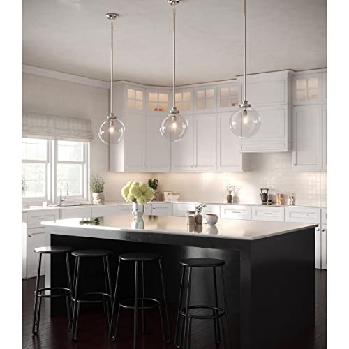 Image of Progress Lighting 1-Light Clear Glass Farmhouse Pendant Light, Penn Collection, Indoor, P5328-104, Polished Nickel