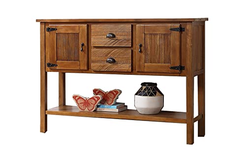 Firomo Sideboard Buffet Cabinet,48" Solid Wood Kitchen Storage Cabinet With 2 Drawers & 2 Doors And Bottom Shelf,Wood Coffee Bar Cabinet Buffet Table Entryway Console Cabinet For Dining Room(Brown) #TOP8