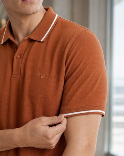 Image of NOBERO Men's Travel Polo T-Shirt | Premium Cotton Stretch Fabric | Anti-Odor & Water-Repellent | UPF 50+ Sun Protection | Regular Fit Polo Collar Casual Wear