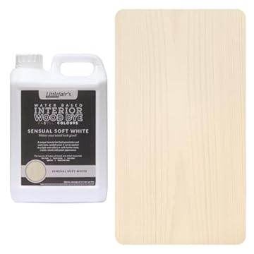 Littlefair's Wood Stain Water Based - 20 LTR - Indoor Furniture Stain Light & Dark Finishes - Special Non Toxic & Eco Friendly Formula - Wood Stain for Crafts - Colour: Sensual Soft White