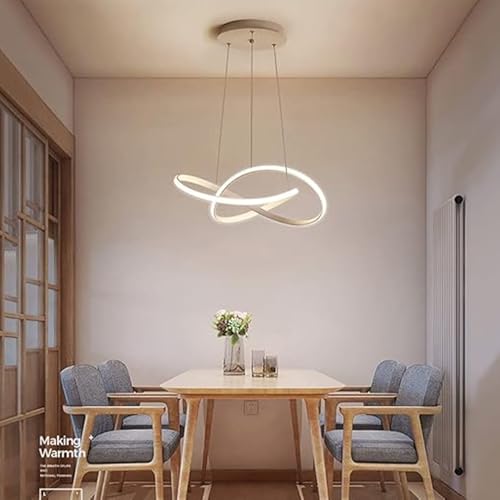 Image of SINOMAN LED Ring Twisted Chandelier Hanging Light Golden Finish Modern Decorative Pendant Ceiling Lighting Fixture Energy Saving Acrylic Ring Design Warm White for Living Room, Bedroom and Home Decor