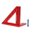 GOINGMAKE Carpenter Square Hole Position Scribing Ruler 4 x 5 Inch 3D Woodworking Square Multi Angle Measuring Ruler with Quick Angle Pin 0-90 Degree Protractor Layout Measuring Tool Red
