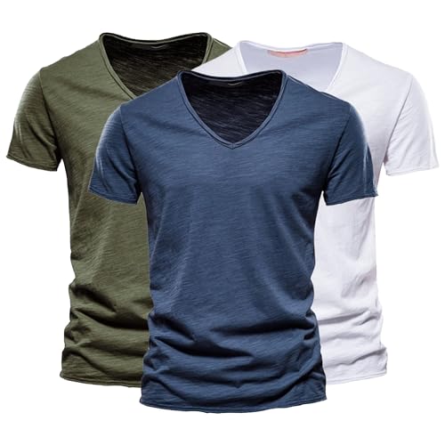 T-shirt muscle en coton bambou pour hommes au col en v élégant
