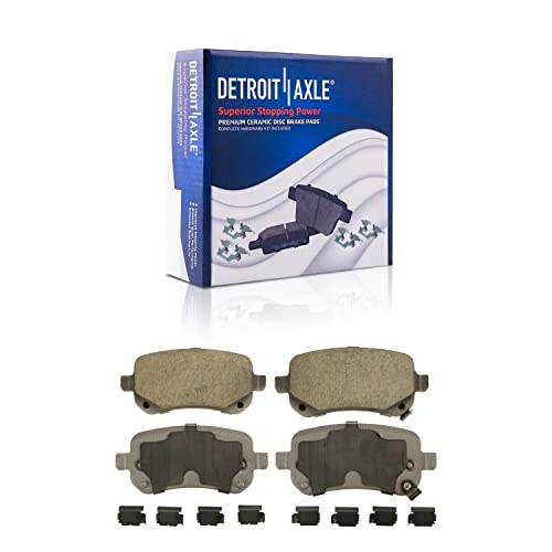 Image of Detroit Axle - Rear Brake Kit for 08-12 Dodge Grand Caravan | Chrysler Town & Country 09-12 VW Routan, Drilled Brake Rotors Ceramic Brake Pads Wheel Lug Nuts Replacement 12'' inch Rotor
