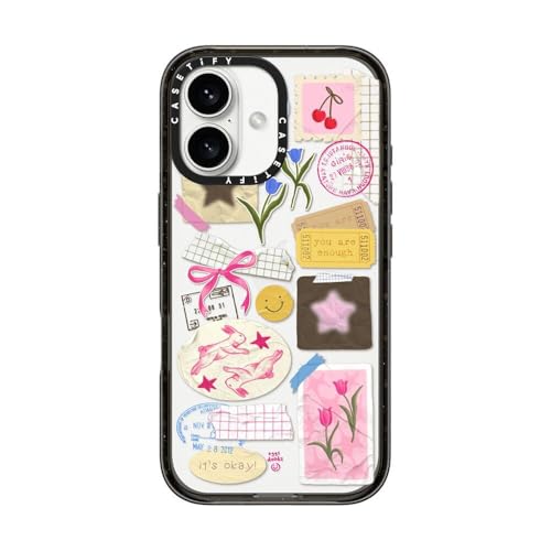 CASETiFY Impact Case for iPhone 16 [Slim / 8.2 ft. 4X Military Grade Drop Protection/Wireless Charging Compatible] - You are Stars Collage - Clear Black