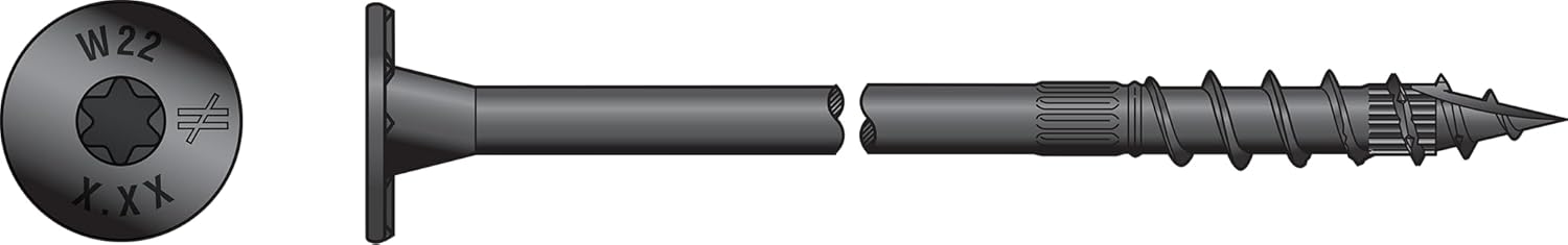 Simpson Strong-Tie SDW22338MB Strong-Drive SDW EWP-PLY Screw .220 in. x 3-3/8 in. T40 6-Lobe, E-Coat (250-Qty)