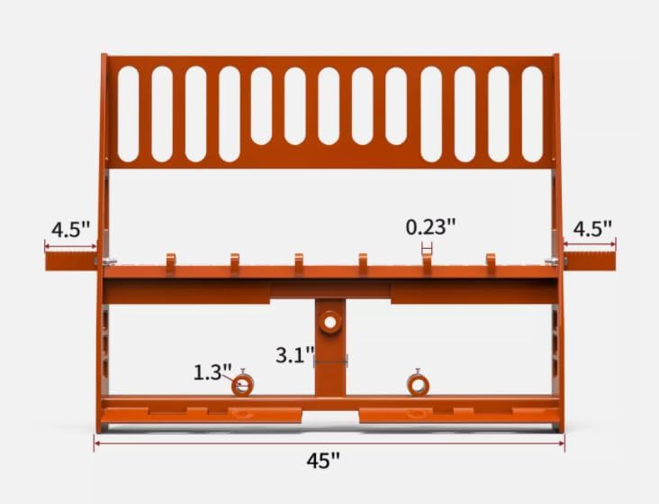 48" Skid Steer Pallet Fork Frame Orange Attachment W/Heavy-Duty Blades 4000lbs