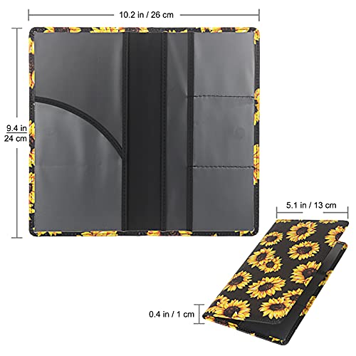 Image of LumiMokki Premium Car Registration & Insurance Card Holder with Magnetic Shut, Vehicle Glove Box Car Organizer - For Documents, Cards, License (Sunflower B)