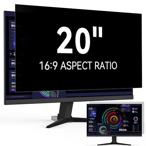 Image of 20 Inch 16:9 Computer Privacy Screen for Widescreen Monitor, 20in Removable Anti Blue Light Glare Eye Protection Shield Film Screen Protector, Black Blackout Anti Spy Desktop Security Private Filter