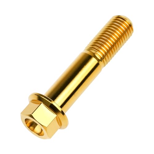 Image of Titanium Bolt M12 30 35 40 45 50 55 60 65 70 75 80 85 90mm Hex Small Flange Head for Motorcycle Car Modification Pack of 4 (M12x55mm Pitch 1.25, Gold)