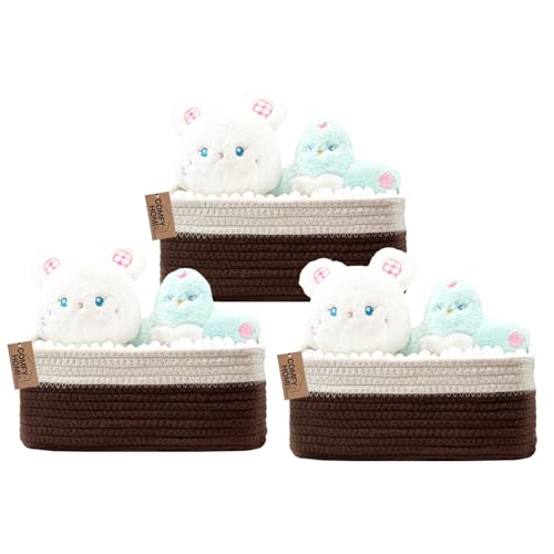 Image of COMFY-HOMI 13 inch x 8.5 inch x 5.1 inch Storage Baskets for Organizing | Cotton Rope Woven Basket | Toy Storage Bin Box | Basket for Shelves, Closet Organizer Bin, Decorative Closet Shelf, 3 Pack