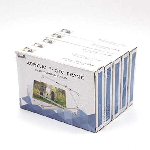 Boxalls 6x8 Inches Acrylic Picture Frames- 5 Pack, Desktop Frameless Photo Frames with Magnetic, Double Sided Transparent (5 Pack)
