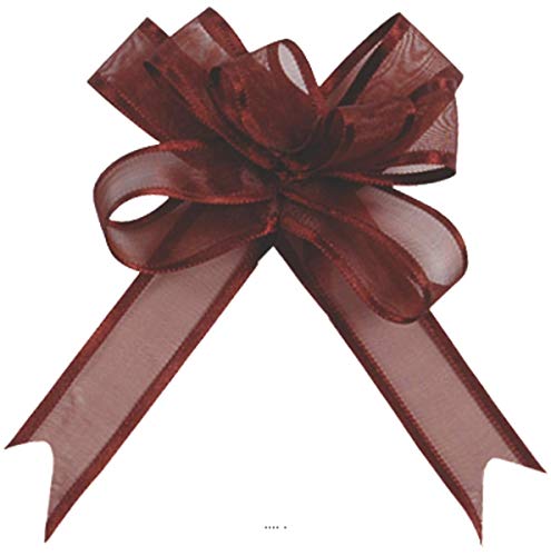 Artificielles.com - Noeuds Automatiques x5 en Organdi Chocolat L20mm D11cm TOP - couleur: Chocolat