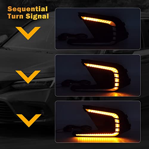 Vgetting Led Daytime Running Light For Honda Civic 2021 2022 2023 Fog Lamp Tri-Colors Drl With Led Light Blub Civic Sedan Led Light With Bezel #TOP5