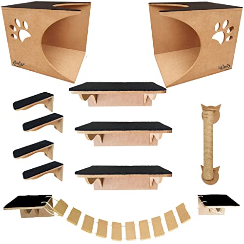 Play Kit Nicho de Gato MDF Com Arranhador Toca Degraus 9MM REFORÇADO (REALIZZI)
