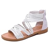  Frauen Flache Schuhe Sommer Niedrigen Ferse Knöchelriemen Krawatte Peep Toe Schuhe Urlaub Party Casual Damen Reißverschluss Sandalen