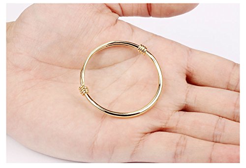 Children Jewelry 18k Gold Plated Bangle Bracelet for Toddlers Gift Safe Easy Adjustable 4.7" - 5.9"