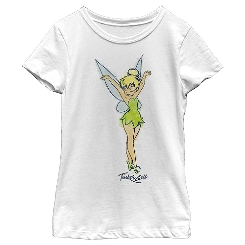Disney Little, Big Tinkerbell Tink Watercolor Girls Short Sleeve Tee Shirt