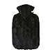 Price comparison product image Hugo Frosch Hot Water Bottle with Faux Fur Cover and Inner Lining, Black, One Size