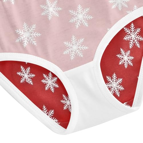 Kids Underwear Girls, Snowflakes Deep Red Toddler Panties, Cotton Underwear Girls, 2T–8 Years4