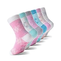 EBMORE Womens Merino Wool Socks Thermal Warm Winter Hiking Walking Boot Crew Cushion Work Socks 5 Pairs