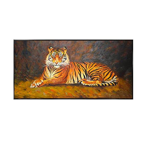 Peinture à l'huile abstraite tigre noir pour habiller un grand mur vide