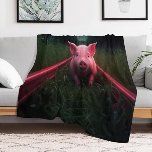 Couverture flannel cochon plaid chaud 140x180cm lavable en machine