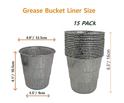 Firsgrill 15-Pack Liners & Replacement Traeger Hdw152 Drip Grease Bucket For Traeger 20/22/34, Pit Boss, Etc Pellets Smoke (Black 15) #TOP2