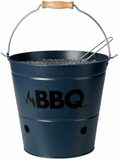 Barbacoa de carbón (26 cm de diámetro), color azul, parrilla con forma de cubo (A)