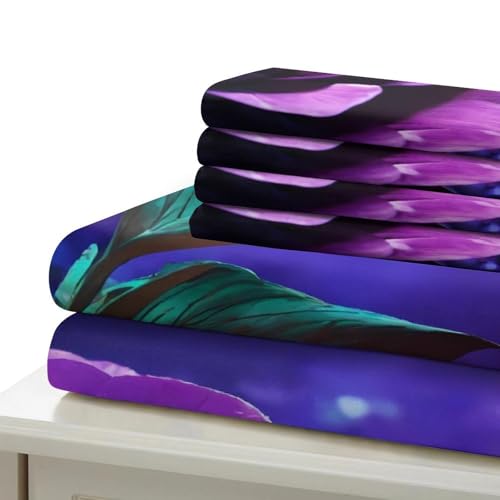 Housse de couette crocus violet 200x200 parure lit 3D