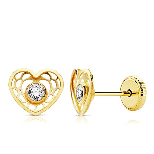 Orecchini bambina cuore bagnato 7 x 6 mm Oro