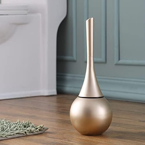 Ronghai Modern Toilet Brush & Holder, Stainless Steel Bowl Base ABS Handle Detachable Toilet Cleaning Set (Champagne Gold)