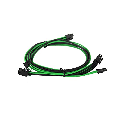 EVGA Black & Green 750-850 G2/P2/T2 Power Supply Cable Set, Individually Sleeved (100-G2-08KG-B9)