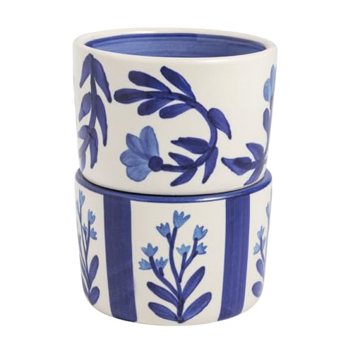 Mud Pie Stoneware Blue Vine Tidbit Bowls Set