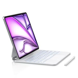 Funda de teclado con lápiz capacitivo para iPad Air de 11 pulgadas (M3 2025, M2 2024) iPad Pro11 pulgadas (1ª/2ª/3ª/4ª generación), funda magnética con teclado de estilo mágico, trackpad multitáctil