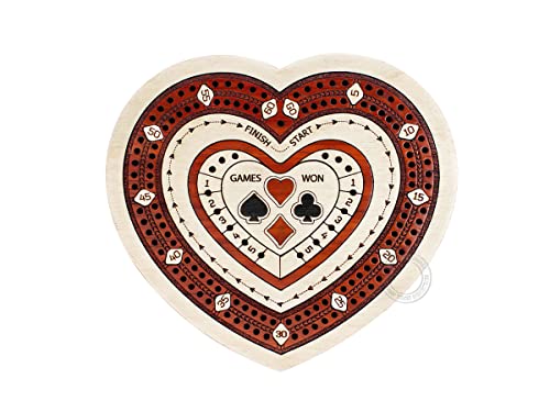 House of Cribbage - Heart Shape 2 Track Travel Cribbage Board en Madera de Arce y Madera de Sangre con Almacenamiento para Clavijas miniatura 4