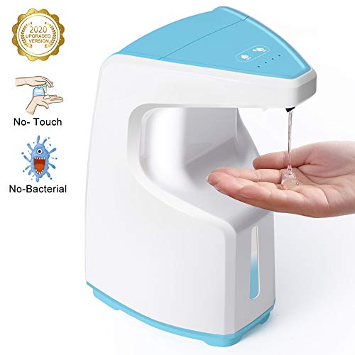 CrazyFire Distributeur de Savon Automatique, 450ml Distributeur de Savon,4 Niveaux de Réglage,avec Capteur Infrarouge et Base Antidérapante,étanche IPX6,pour Cuisine ou Salle de Bain-Bleu Clair