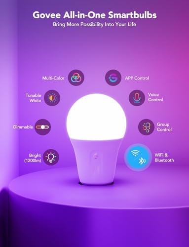 Govee Smart Light Bulbs, Color Changing Light Bulbs Bundle Smart Light Bulbs 1200 Lumens