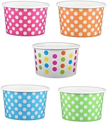 Beach Party Polka Dot Ice Cream Cups (4 ounce, Mix Dot)