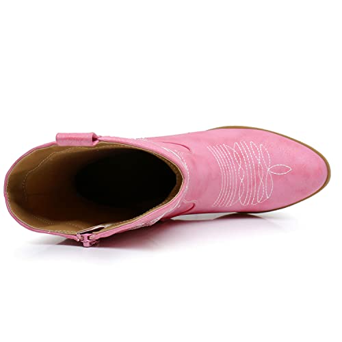 Image of GLOBALWIN Women's Mid Calf The Western Cowgirl Boots Fashion Cowboy Boots For Women Chunky Low Heel