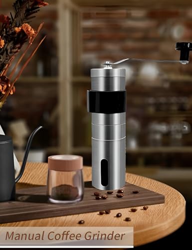 Image of V60 Pour Over Coffee Maker Set - Portable Coffee Kit 9Pcs with V60 Kettle, Digital Scale, Double Walled Mug, Glass Server, Manual Grinder, Glass Dipper, 100 Paper Filters & Coffee Scoop