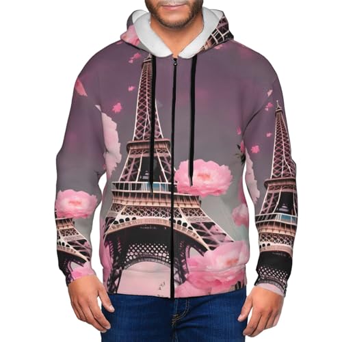 Pull à capuche avec cordon de serrage et motif imprimé Paris