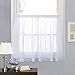 RYB HOME White Sheer Curtain Valance Drapes Half Window Dressing Panels Tiers for Kitchen/Bathroom/Living Room, 60 inch Wide x 36 inch Long Each Panel, 2 Pcs