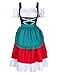 KOJOOIN Abito Tradizionale da Donna in Dirndl - Costumi Midi per Oktoberfest - Verde Scuro con rossoL