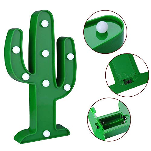 Qiaofei Led Cactus Light, Cute Cactus Night Table Lamp For Kids' Room Bedroom Party Garden Home Decorations (Green) #TOP5