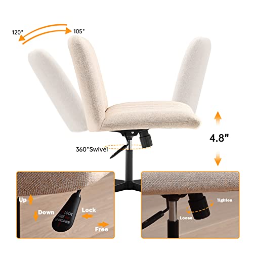 Leagoo Armless Office Desk Chair, Fabric Padded , Height Adjustable Wide Seat, Mid Back Ergonomic, Computer Task Chair, Swivel Vanity Chair With No Wheels (Mixed Color) #TOP5