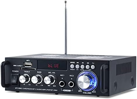 Kaynell 298A Wireless Bluetooth 5.0 Stereo Audio Amplifier, RMS 40Wx2, Max 300Wx2 Dual Channel Power Amp Sound Receiver w/USB, SD Card, FM Radio Home Speakers Theater System Remote Controller, Black